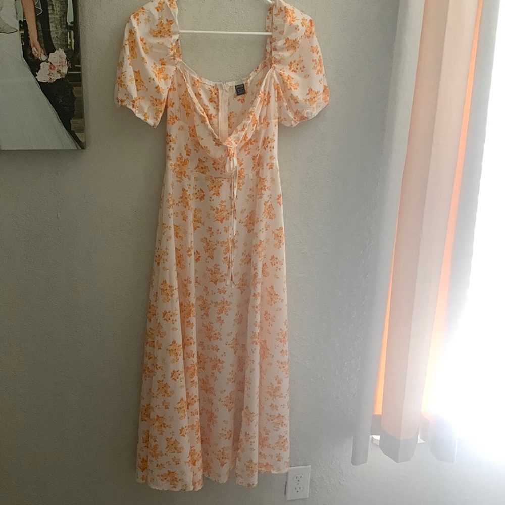 Floral Split Thigh A-Line Dress